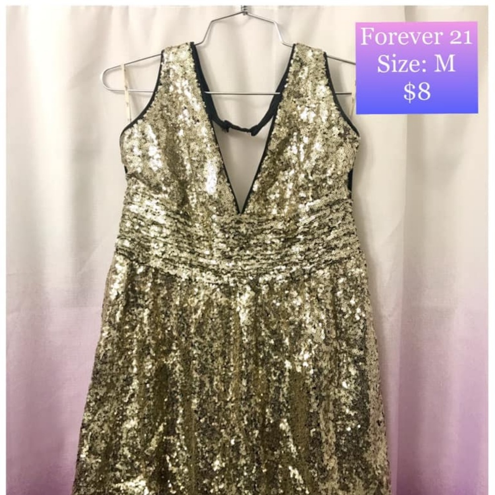Forever 21 Gold Sequin Halter Dress